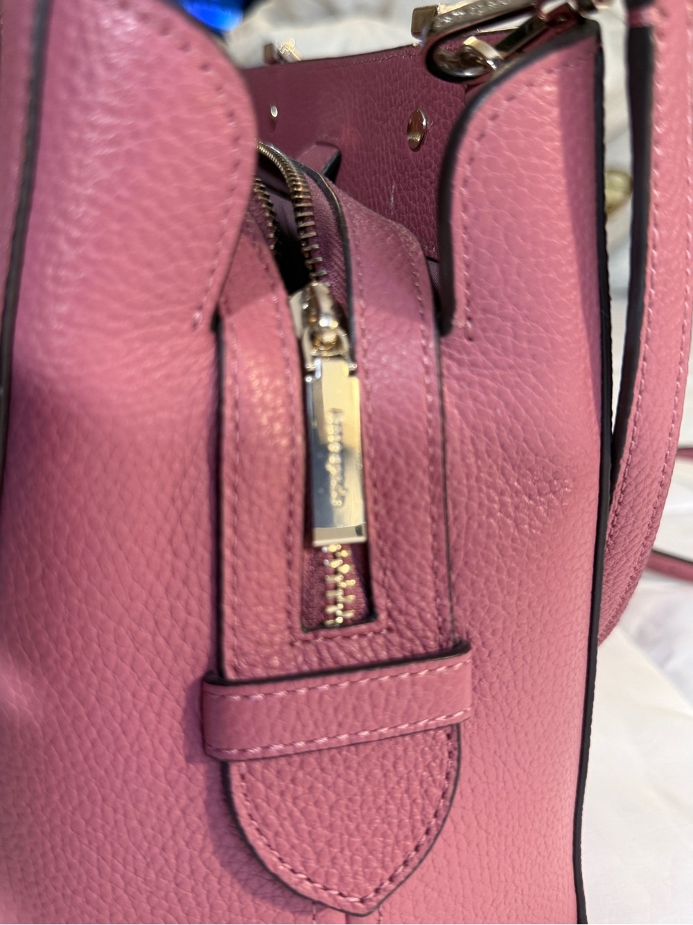 Kate Spade New York Mauve Pink Pebbled Leather Satchel | Triple Compartment - Picture 3 of 7
